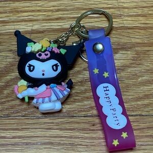 Kuromi Multicolor Charm Keychain with Purple Strap